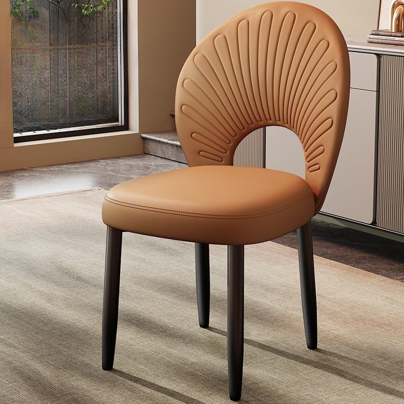 Modern Leather Dining Chair Restaurant Soft Backrest Stool INS Cream Style Makeup Chair Ergonomic Design Household Furniture
