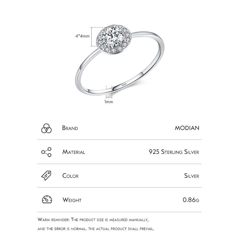 Modian 925 Silver Sparkling Simple AAAAA Cubic Zirconia Ring For Women Original Band Silver Rings Engagement Jewelry