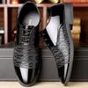 Men's Leather Shoes Spring Breathable Comfortable Casual Shoes Youth Business British Black Formal Leather Shoes Husband Dad Shoes
