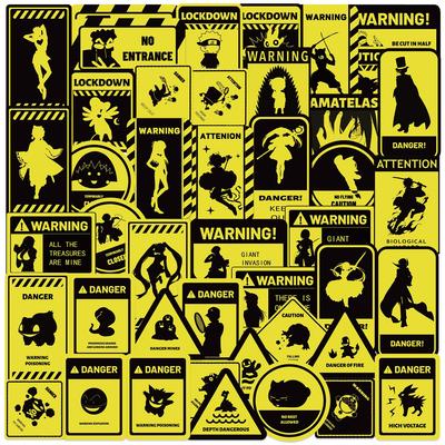 50 Hot Anime Warning Stickers: Cartoon Graffiti for Scrapbooks, Phone Cases, & Decoration. Waterproof & Self-Adhesive. 50 Sheets.