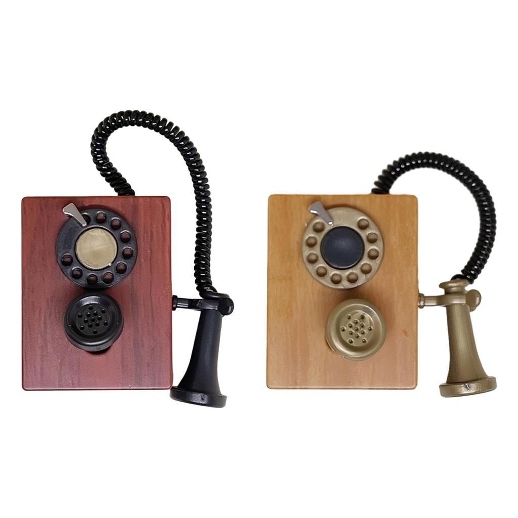 1:12 Desk Phone Model Vintage Realistic Dioramas Simulated Mini Phone Miniature Dial Phone for Architectural Layout