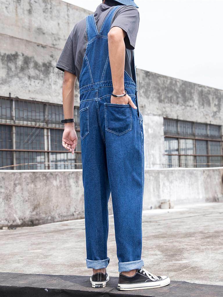 Kayiyasu Plus Size Denim Casual Loose Sizes Workwear for and Winter Blue Men's Overalls, 40-100kg Capacity, Overalls, Pants, Fit, Workwear, Long,