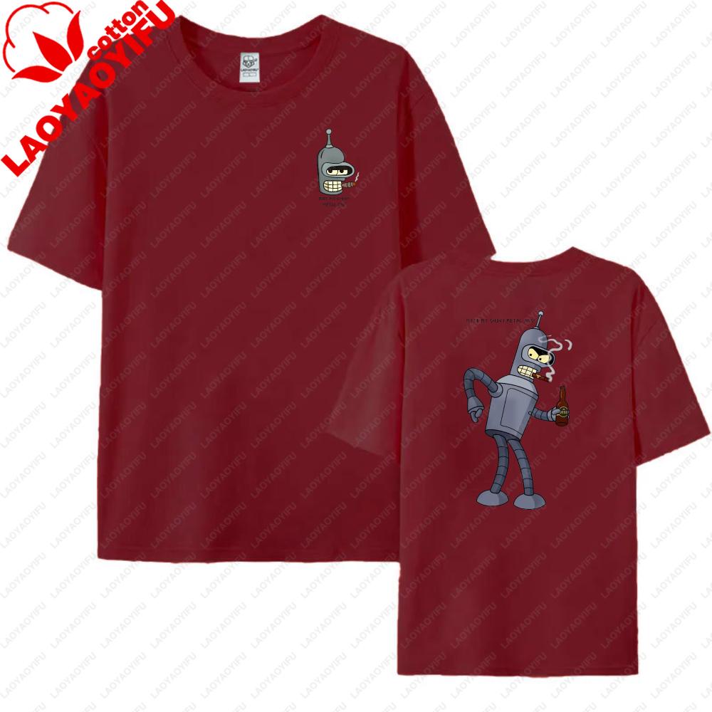 Futurama Bender Robot With Beer Graphic Print Unisex Cotton TShirt Casual Summer Wear Trendy Streetwear For Unisex And Women