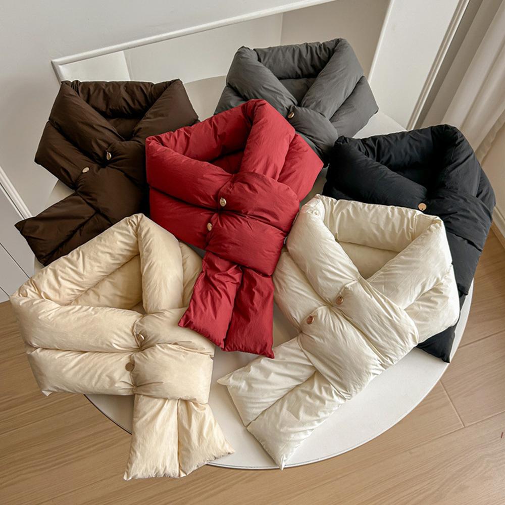 Women Cotton Down Cotton Scarf Ring Snood Scarves Thermal Warm Scarf Neck Warmer Winter Down Scarf Hiking Climbing Ski Scarf