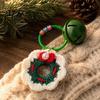 Mini Sock Ornament Yarn Crochet Christmas Keychain with Bell, Handmade Tree Hat Glove Wreath Winter Season Gift Key Ring Pendant, Holiday Bag