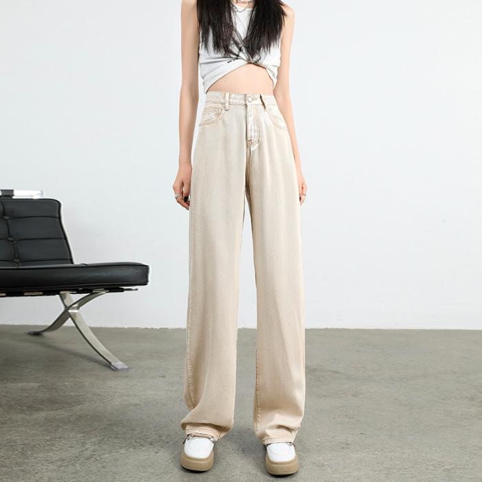 Tennis Jeans for Women In Summer New Wide-leg Drooping Thin Loose Ice Silk Straight Pants