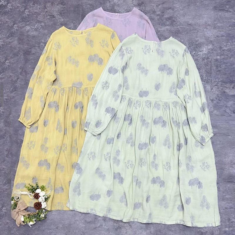 Johnature Japońska haftowana sukienka trójkolorowa luźna wiosna lato haftowana cienka swobodne sukienki damskie