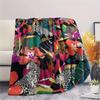 1Pc Jungle Leopard Print Flannel Blanket, High Quality Comfortable for All Seasons, Home Decor, Warmth and Comfort, Perfect for Christmas Gifts