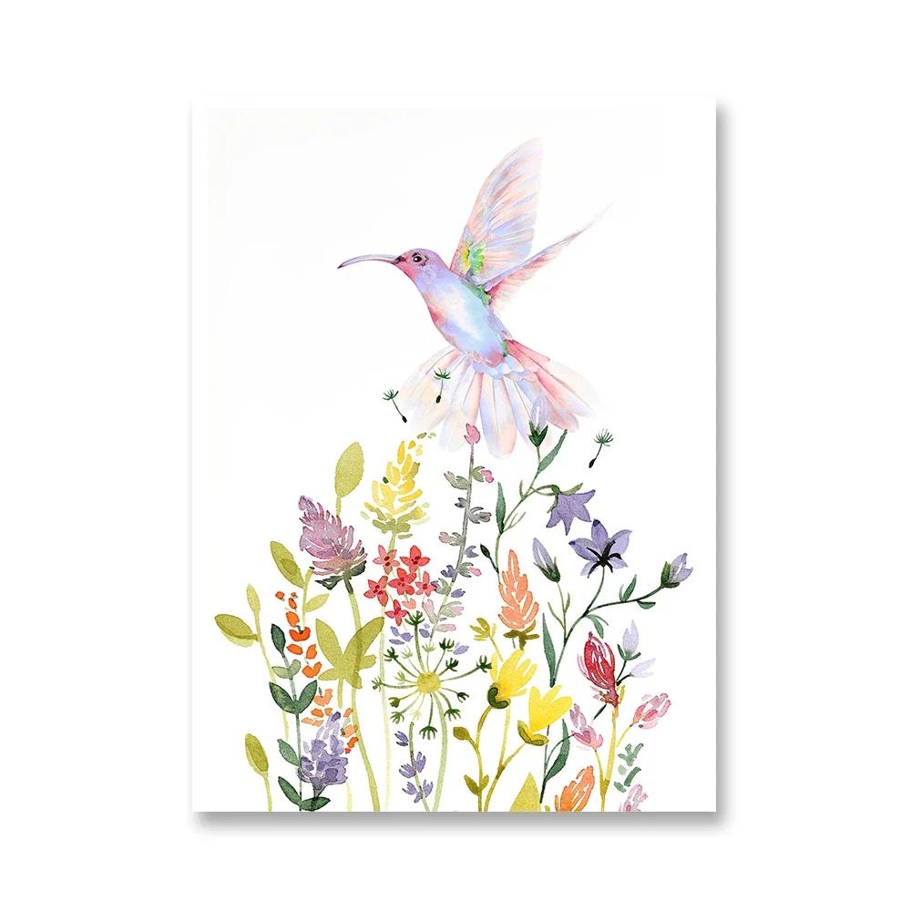Watercolor Wildflower Flower Poster Colorful Floral Prints Plant Wall Art Canvas Painting Wall Pictures for Living Room Decor