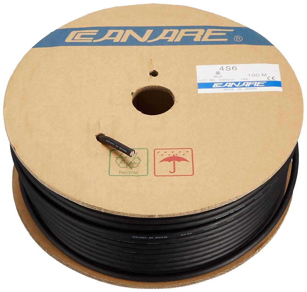 CANARE speaker cable diameter 100m roll black BK 4-core (outer 6.4mm) 4S6/100m