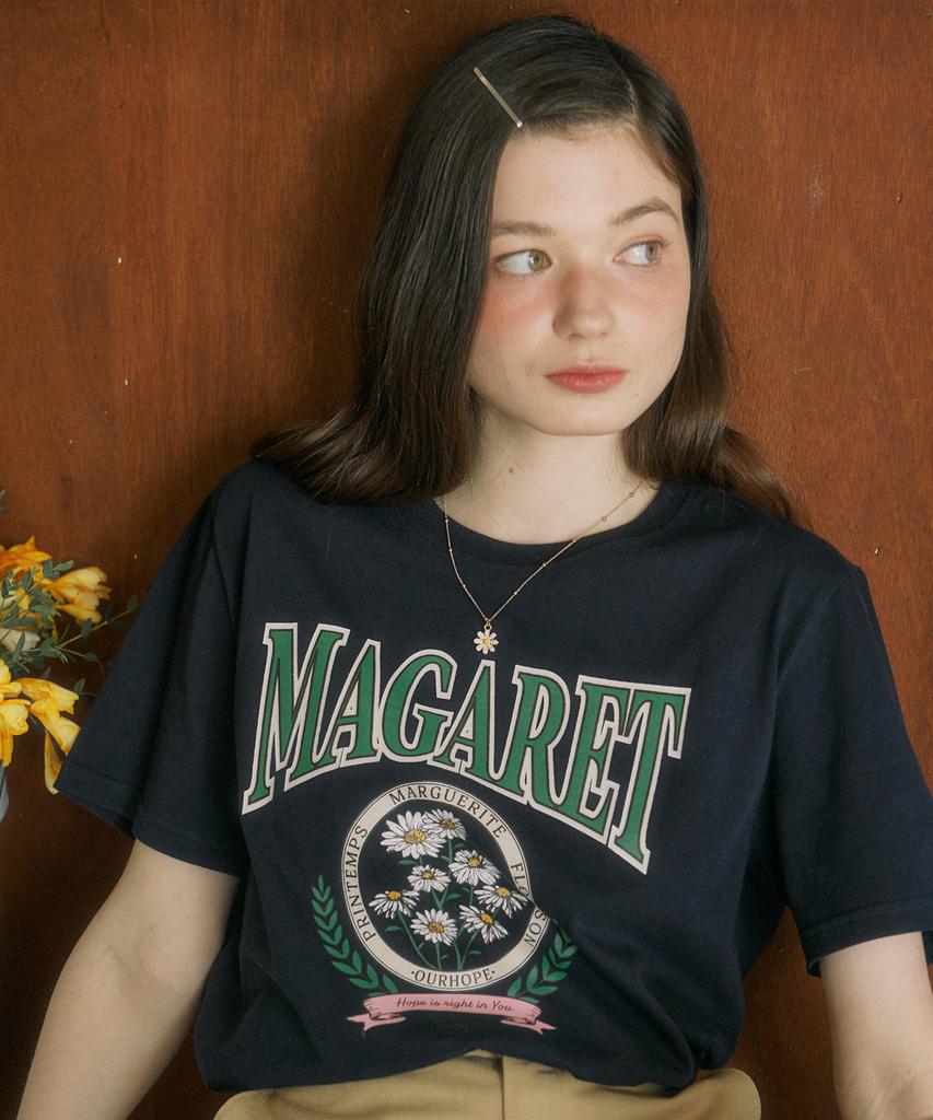 OURHOPE Margaret Artwork T-Shirt - Navy