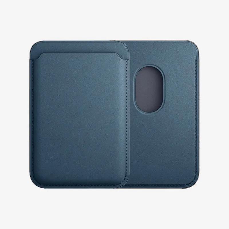 Peně tkaná magnetická kožená peněženka držák na karty Macsafe stojánek na telefon pro Magsafe IPhone 15 14 13 Mac Safe podpora držák na telefon