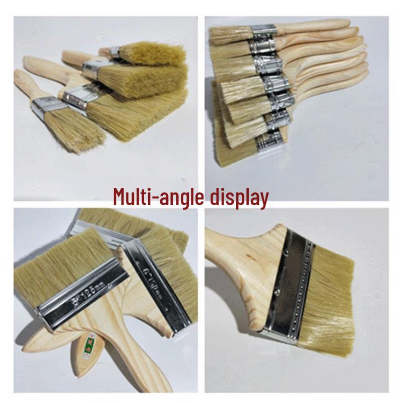 Waterdichte Bruine Borstel met Houten Handvat: Zachte Borstelharen voor Verf, Stofverwijdering, Schoonmaken, BBQ, Bootvegen en Verdikkingsklussen.