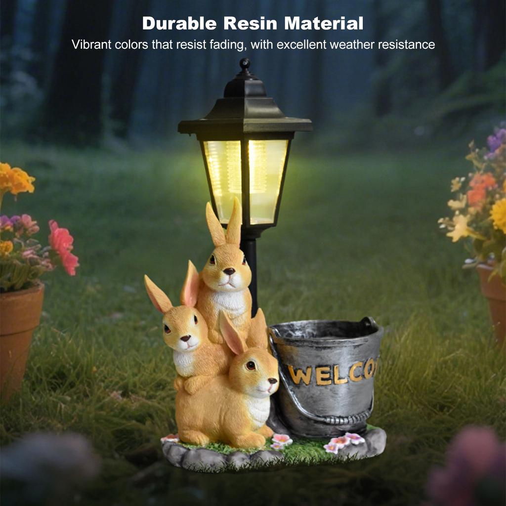 Garden Animal Statues Birthday Gifts for Women Mom with Solar Lantern Animal Figurines for Patio Lawn Yard Porch Pond Decoration