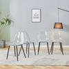 Conjunto de 4 Cadeiras de Jantar de Plástico Transparente. Com Pernas de Metal Preto, Antiderrapante, Fácil de Limpar. Adequado para Sala de Jantar Moderna, Minimalista, Escritório.