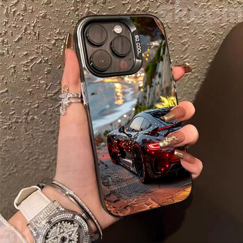 

Модный блестящий чехол для телефона с автомобильным принтом для iPhone 16 16E 15 14 13 12 11 Pro Max XR X XS 7 8 Plus Задняя крышка из материала IMD iPhone 16 Pro моря