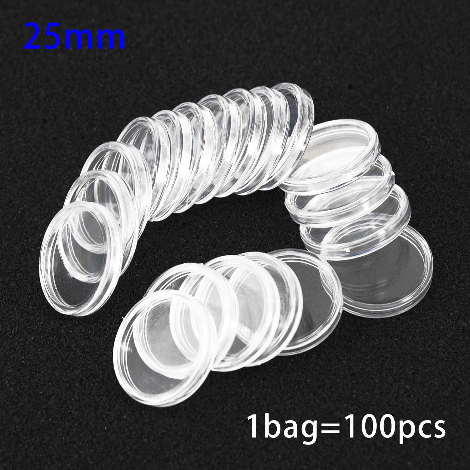 100pcs Transparent Coin Capsules Coin Case Holders 25mm Containers Storage Boxes Round Display Case Accessories China Mainland