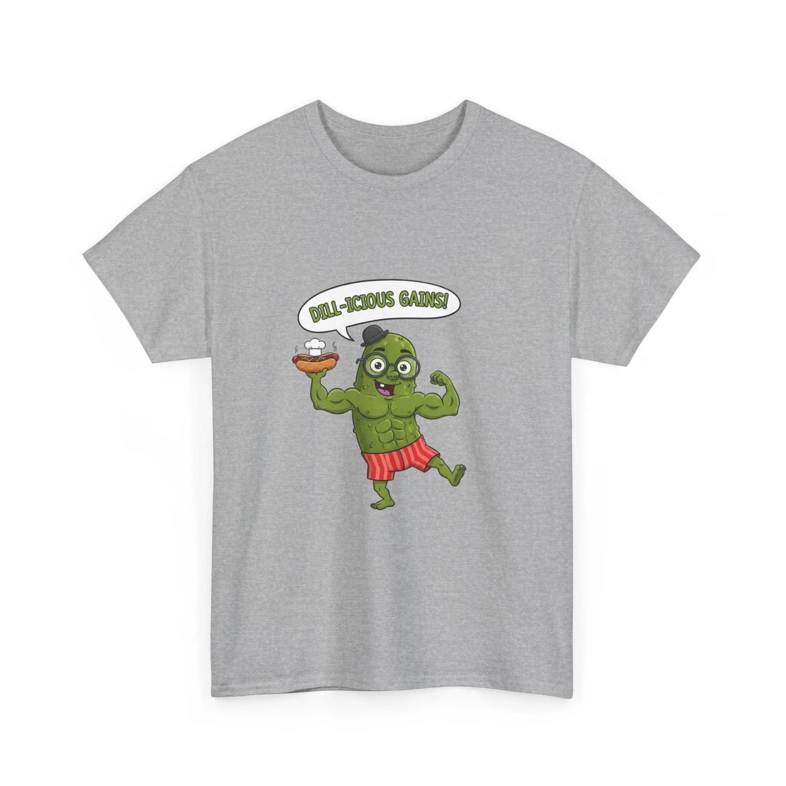 Muscled Pickle Character Tee | Funny Food Illustration, Funny T-Shirt, Gift Tee 2XL