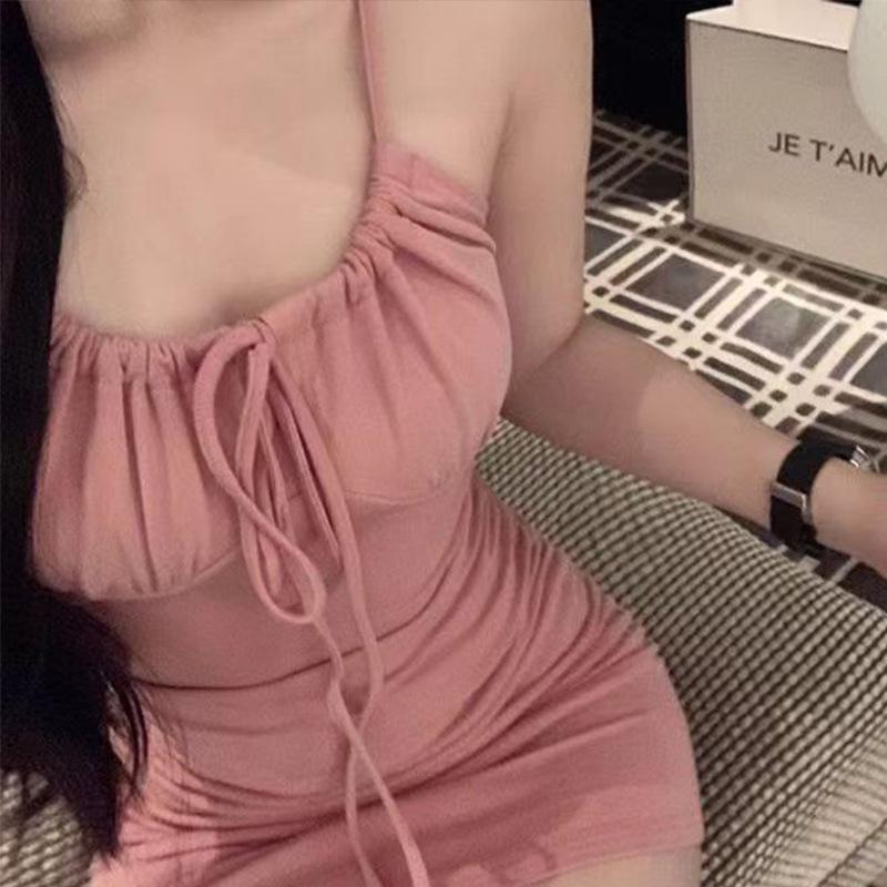 Korean version of fashionable versatile dress women's summer design feeling waist and thin hip skirt pure desire Spice girl high-end short skirt