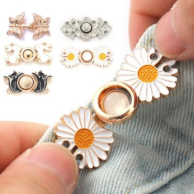 Yeniden kullanılabilir Metal Düğmeler Inci Çıtçıt Pantolon Pin Geri Çekilebilir Düğme Dikiş-on Kot Tokaları Mükemmel Fit Bel Azaltma