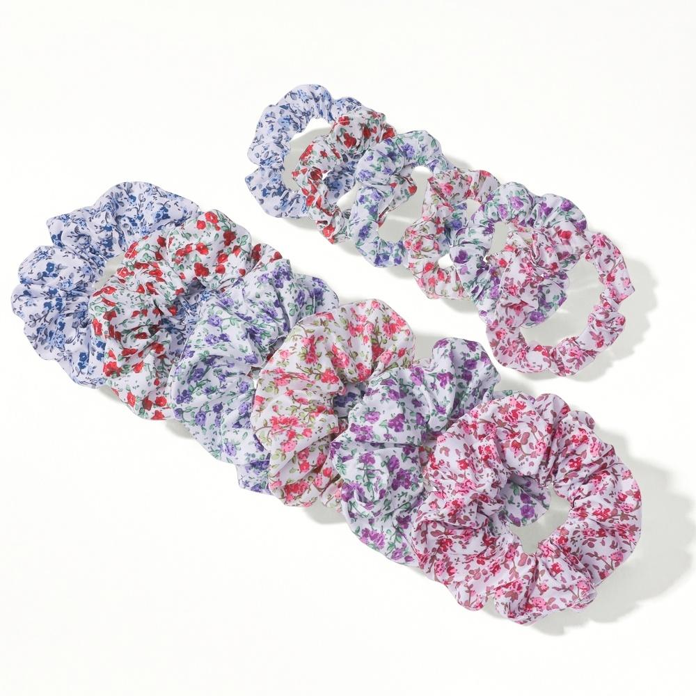 12pcs/lot Floral Scrunchies for Hair Elastic Scrunchy Women Small Large Mix Chiffon Fabric Fashion Daisy Garden Holiday