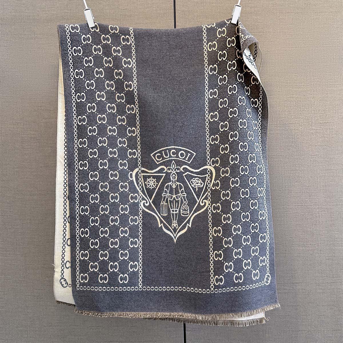 

Осенне-зимний жаккардовый шарф с двойным C, персонализированный изысканным портретным значком, утолщенная теплая длинная шаль 185*65cm