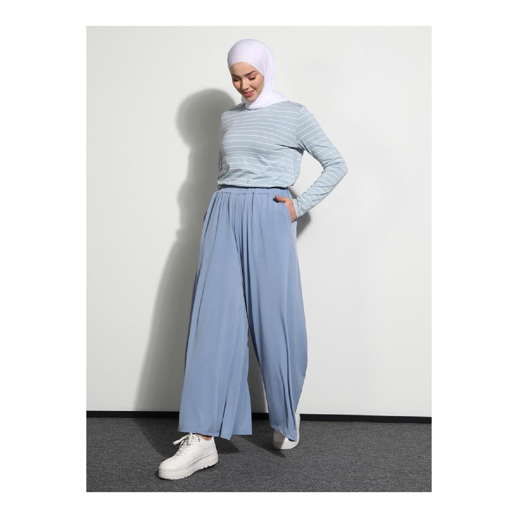 Gestrickter Hosenrock mit weitem Bein und weichem Griff – Indigo – Benin