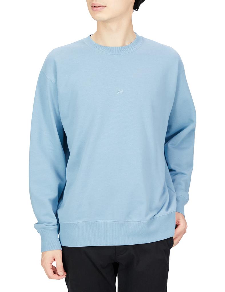 Lee Official Mini Logo Embroidered Crew Neck Size M Sweatshirt, Men's, Blue, (LT3047-147)
