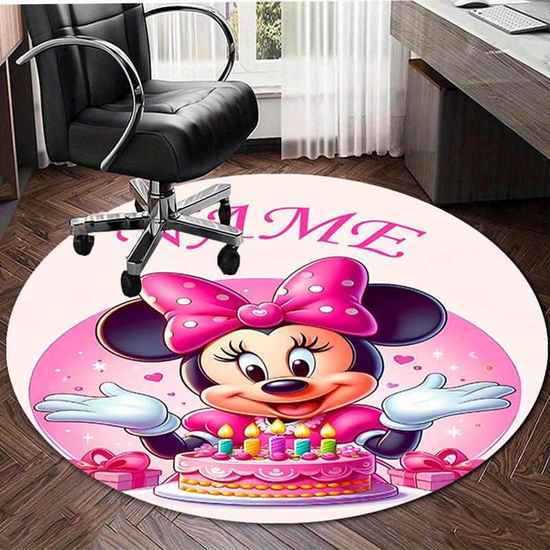Personalized M-Minnie Round Chair Office Rug - Perfect for Mat, Office Chair & More - Ideal Gift for Birthdays and Holidays