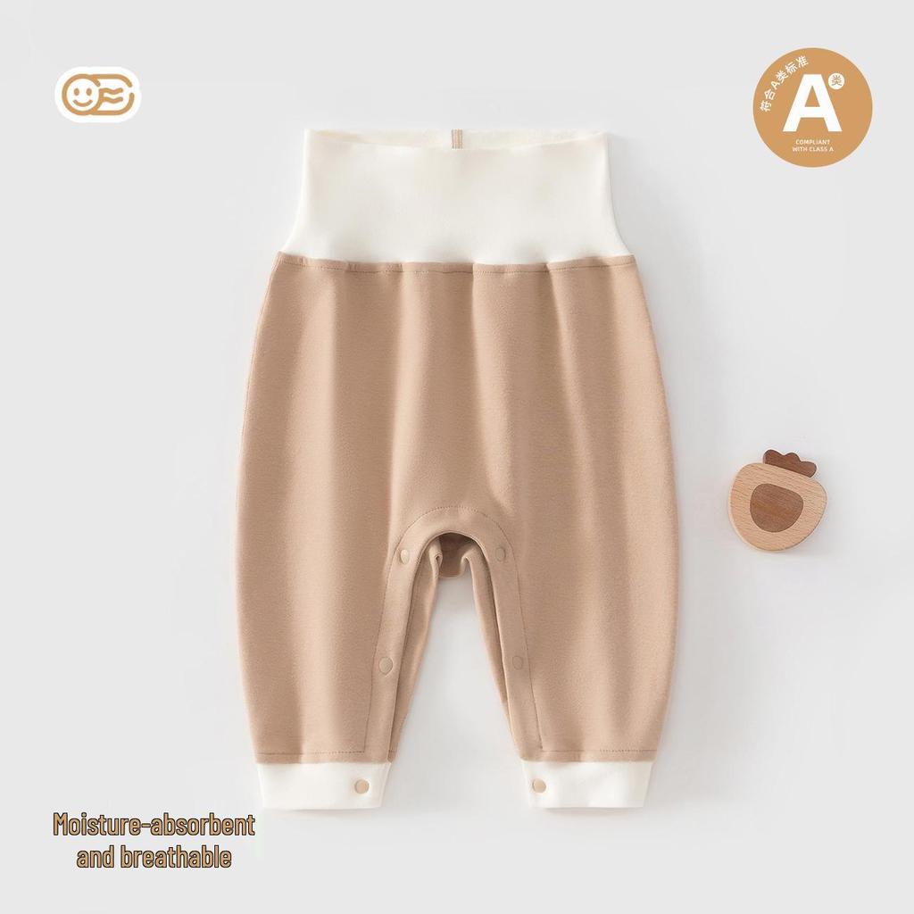 Baby Soft Down High Waist Snap Crotch Diaper Cover Pants - Warm Base Layer for Spring, Autumn, Winter
