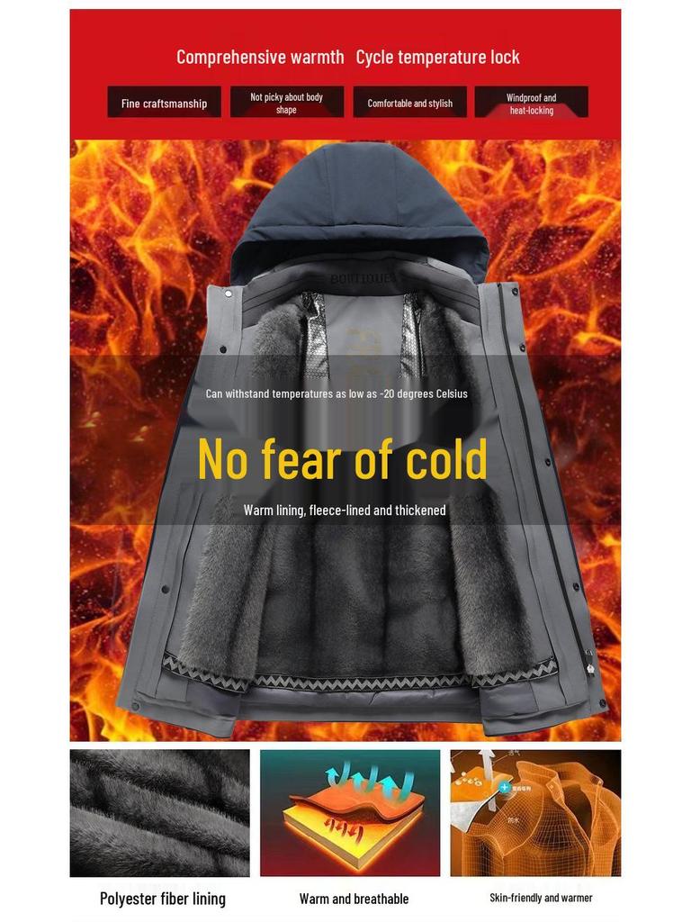 Men's High-End Winter Business Casual Down Jacket with Detachable Goose Down Liner - Middle-aged Dad's Style.