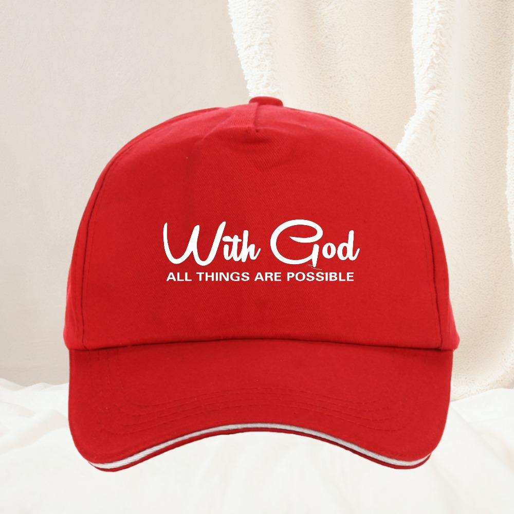 WITH GOD ALL THINGS ARE POSSIBLE letter print Baseball Cap Unisex Adjustable Sports Hat Adjustable