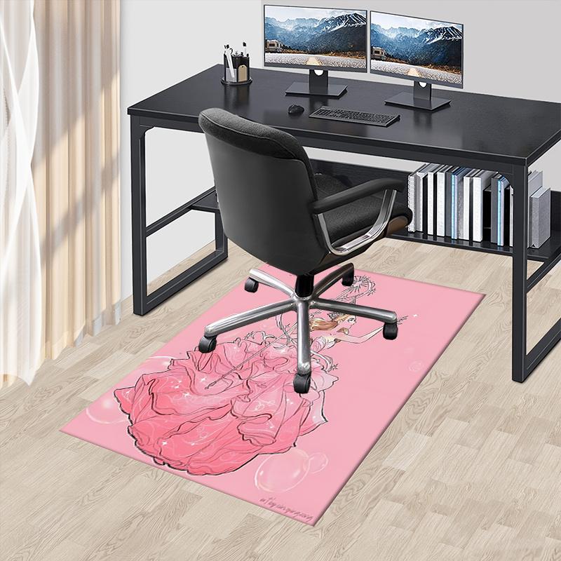

Fairy Tale, Magic Wand Pattern Polyester Office Carpet Chair Mats, Home Decor Dormitory Floor Protector with Anti-Skid Backing, Large Area C 60cm by 90cm