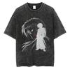 Harajuku Anime Rurouni Kenshin Himura Kenshin Print Tshirt Men Manga Oversized Tshirts Washed Cotton Tee Male Casual T Shirt