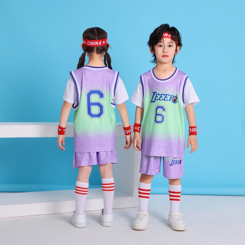Children'S Clothing Children'S Basketball Clothing Set Short-Sleeved Boys And Girls Jerseys Primary School Students No. 6 Sportswear Ice Silk Quick