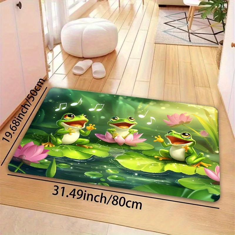 Kikkers Zingend Cartoon Deurmat, Polyester Antislip Machine Wasbare Vloerkleed voor Woonkamer Slaapkamer Badkamer Keuken Decor