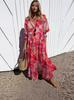 2024 Women's Plus Size Ruched Print Elegant Commuter Dress