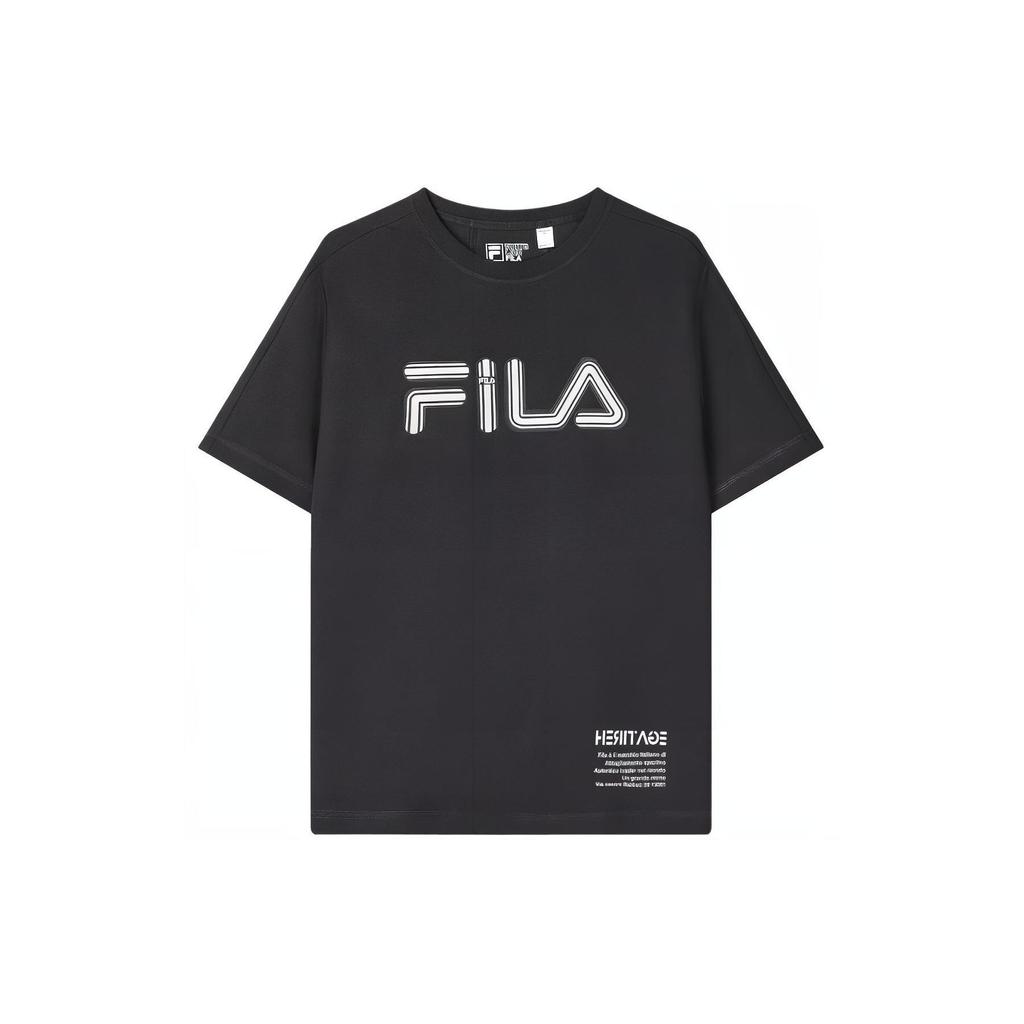 FILA Letter Logo Printed Casual Fashion Comfortable Round Neck Short Sleeve T-Shirt Men Tops Black F11M418103F-BK