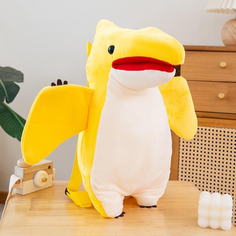 Simulated Cute Pterosaur Plush Backpack for Children Large Capacity Dinosaur Backpack for Men and Women Small Schoolbag Doll Gift
