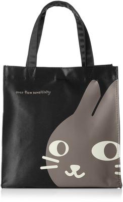OFS Cat Face Tote Bag 1711-6821 Black with Gray Cat