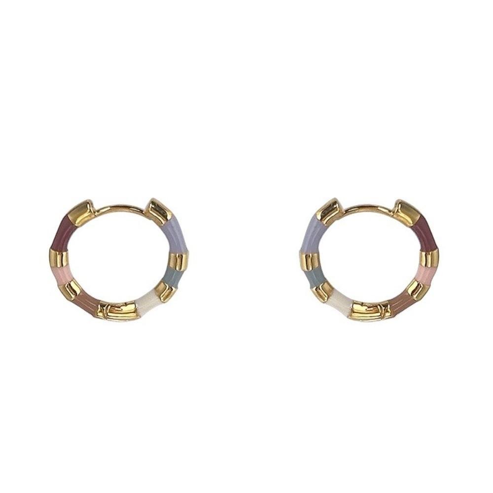 Gold Color Metal Round Earrings Round Hoop Hoop Earrings New Mini Hoop Earrings  For Women