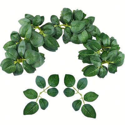 50/100pcs Rose Leaves Artificial Greenery Fake Rose Flower Leaves for DIY Wedding Bouquets Centerpieces Party Decorations Garlands Supplies