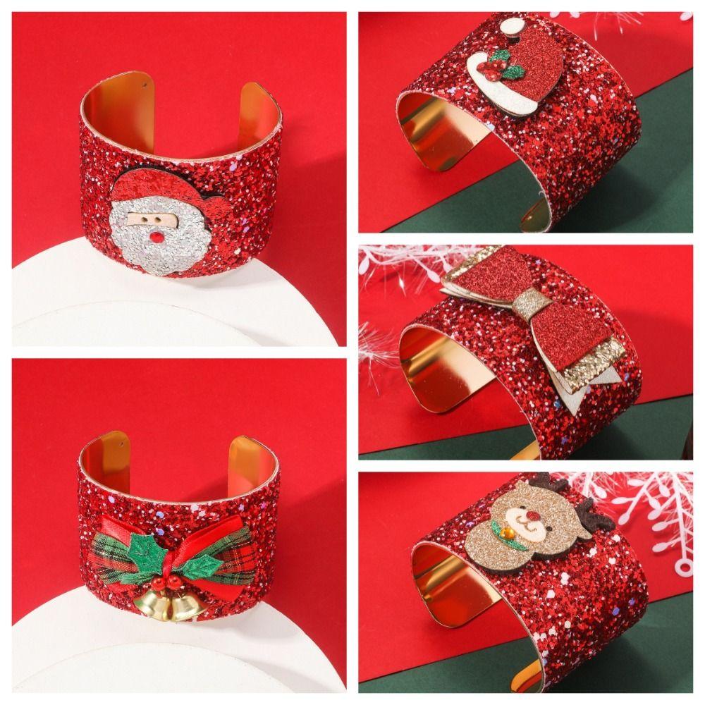 Kriss Kringle Merry Christmas Bangle Christmas Bell Sequin Elk Xmas Bracelet  Girl