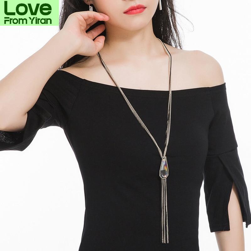 

Модная цепочка с кисточками, длинное ожерелье для женщин, новые модные украшения, классические кристаллы, свитер, ожерелья, аксессуары для платья