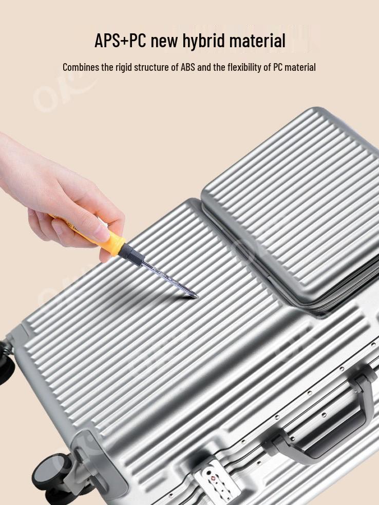 Front-Opening Drop-Resistant Aluminum Frame Suitcase, 20" & 24" Sizes, for Men & Women Travel