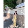 French Suspender Dress Feminine Temperament Gentle Wind Summer New Versatile Temperament Print Smudge Fairy Long Skirt