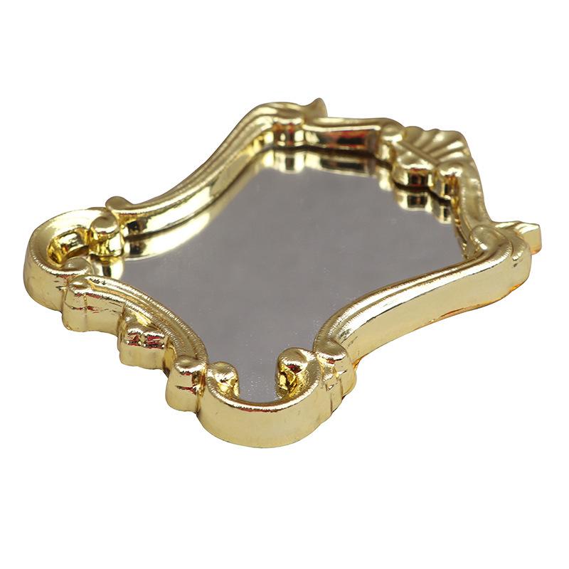 1:12 Dollhouse Miniature Gold-Trimmed Chic Mirror for Bedroom/Bathroom