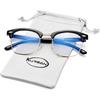 Blue Light Blocking Glasses for Women Men Semi-Rimless Frame Fake Nerd Eyeglasses