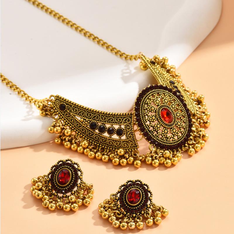Manna 2pcs New Fashion Retro Gold Wings Necklace Set Bohemian Drop Pearl Beads Indian Jewelry Choker Set for Women