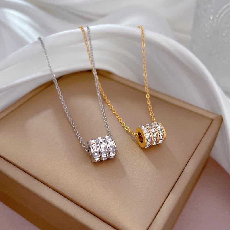 Colar minimalista de aço titânio dourado - Corrente de clavícula feminina